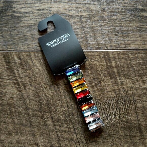 Simply Vera Vera Wang Silver Tone Rainbow Bars Stretch Bracelet - Picture 3 of 3